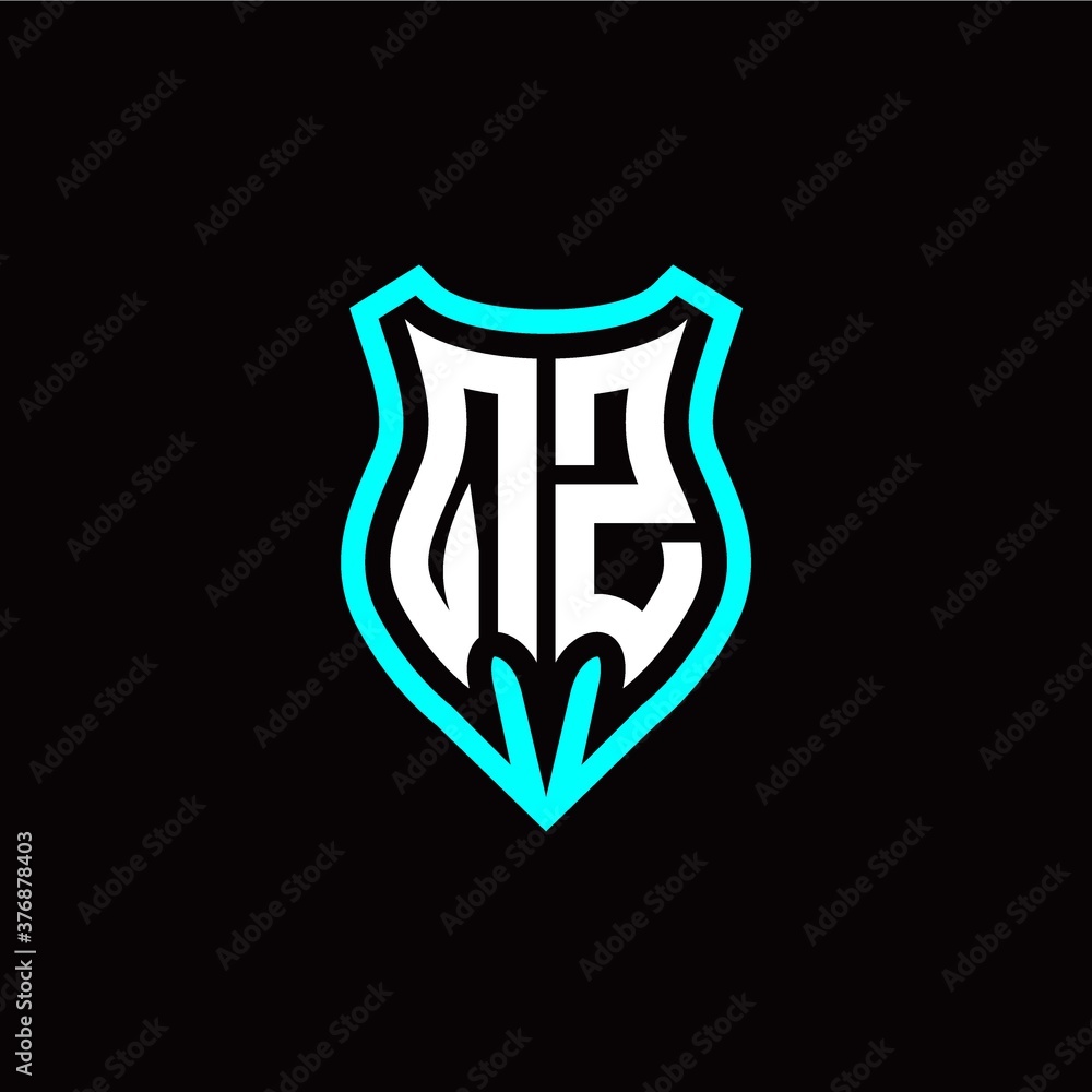 Initial Q Z letter with shield modern style logo template vector Initial Q Z letter with shield modern style logo template vector