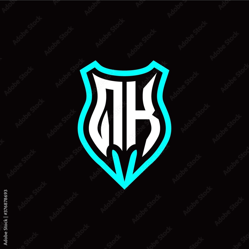 Initial Q K letter with shield modern style logo template vector Initial Q K letter with shield modern style logo template vector