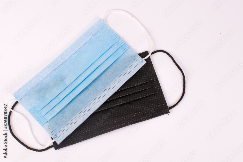 blue and black mask and on white background blue and black mask and on white background
