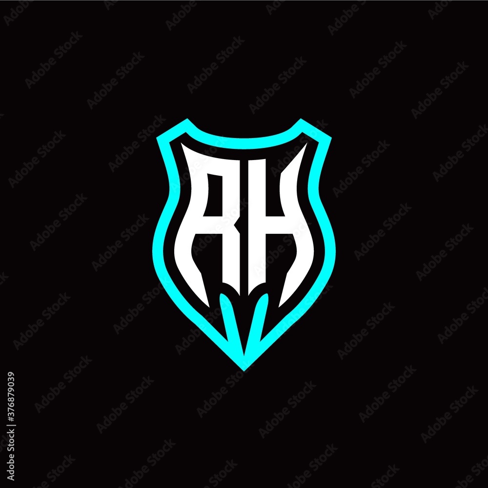 Initial R H letter with shield modern style logo template vector Initial R H letter with shield modern style logo template vector