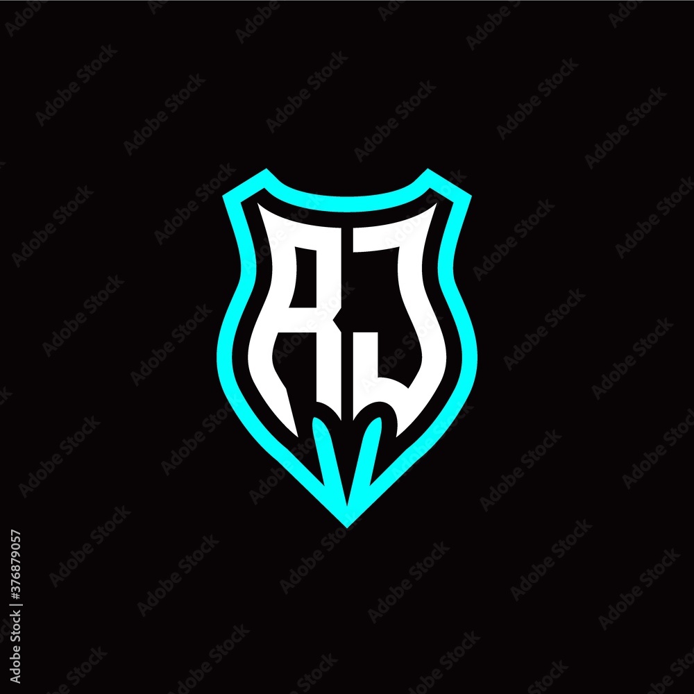 Initial R J letter with shield modern style logo template vector Initial R J letter with shield modern style logo template vector