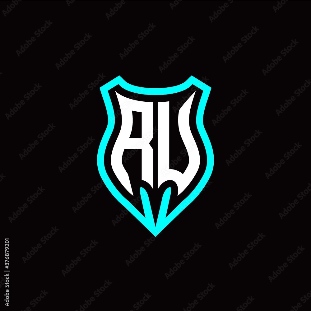 Initial R U letter with shield modern style logo template vector Initial R U letter with shield modern style logo template vector