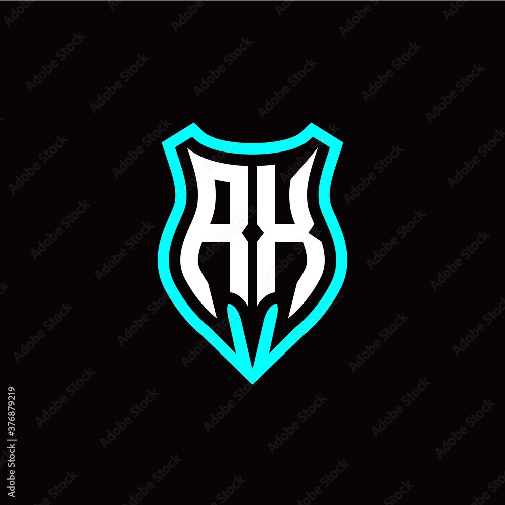 Initial R X letter with shield modern style logo template vector