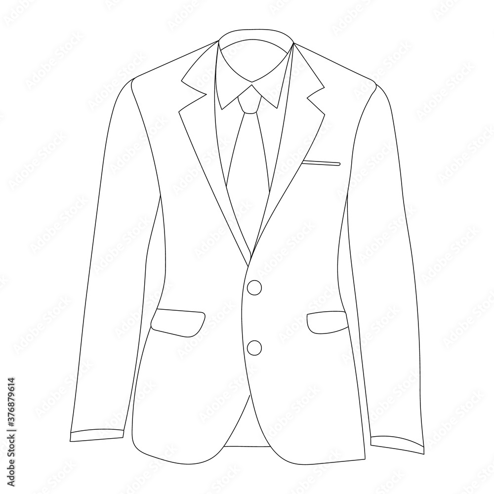 vector, isolated, men's jacket with tie, sketch vector, isolated, men's jacket with tie, sketch