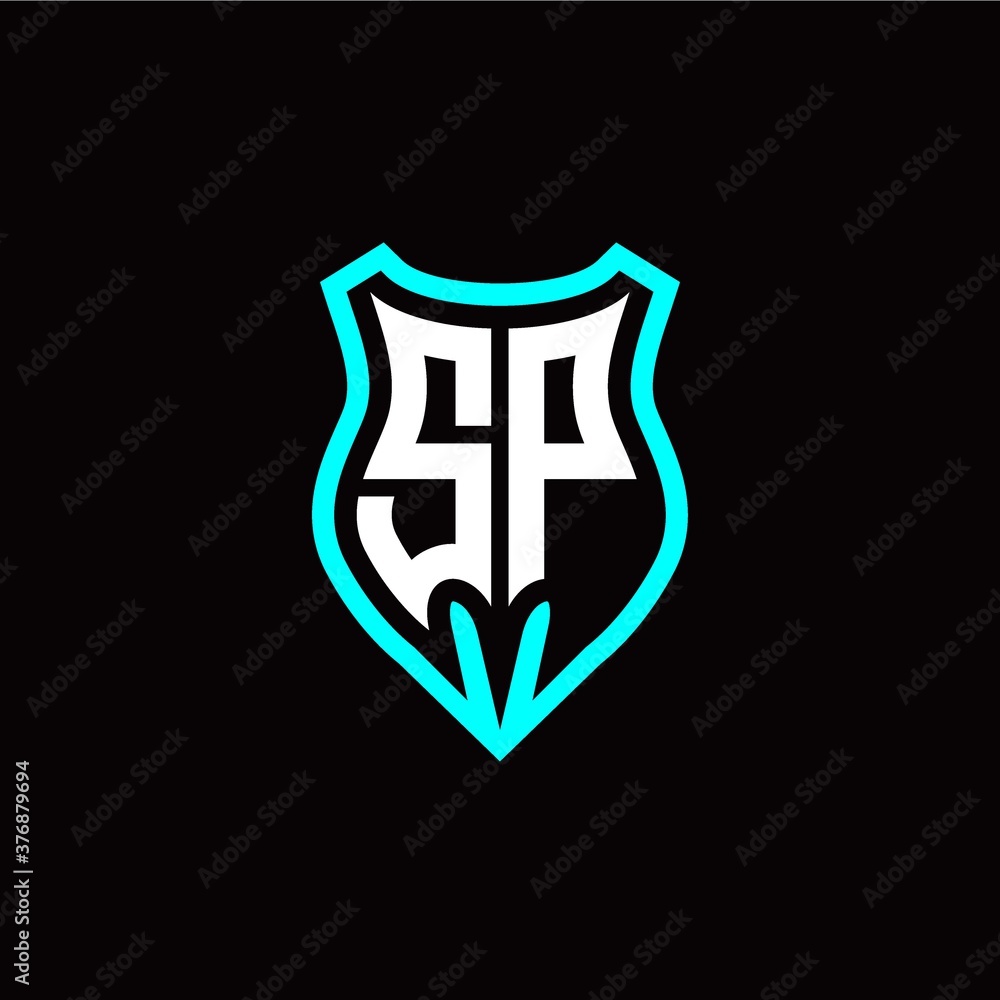 Initial S P letter with shield modern style logo template vector Initial S P letter with shield modern style logo template vector