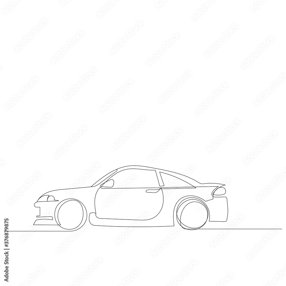 vector, isolated, sketch, one line drawing car