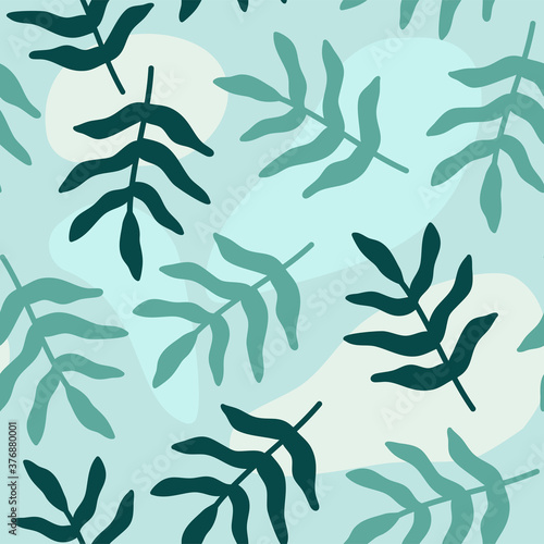 Colored leaves seamless pattern. Abstract leaves texture. Wrapping paper or fabric. Pastel colors.