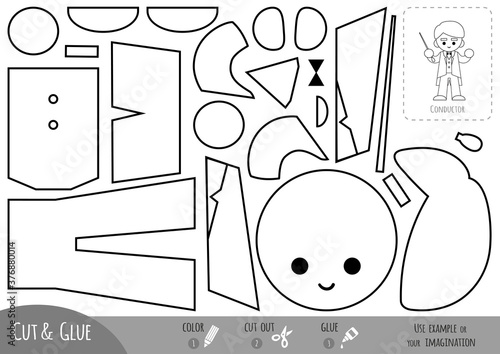 Education paper game for children, The conductor of orchestra and stick