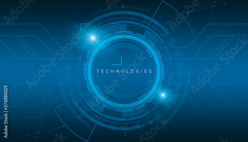 Futuristic Tech Background With Abstract Hud Circle And Text Technologies