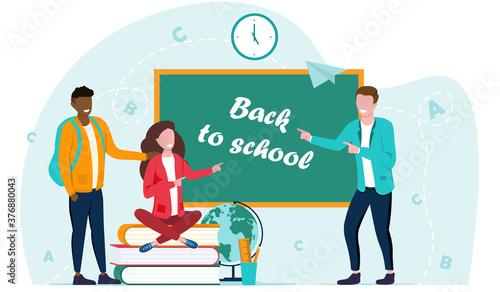 Fototapeta Naklejka Na Ścianę i Meble -  Back to School concept. Flat vector illustration