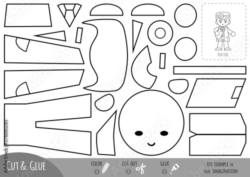 Education paper game for children, Doctor with clipboard