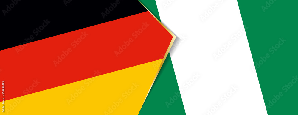 Germany and Nigeria flags, two vector flags. Germany and Nigeria flags, two vector flags.