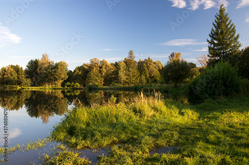 autumn landscape with lake, Pogwidów, Powiat Cieszyński