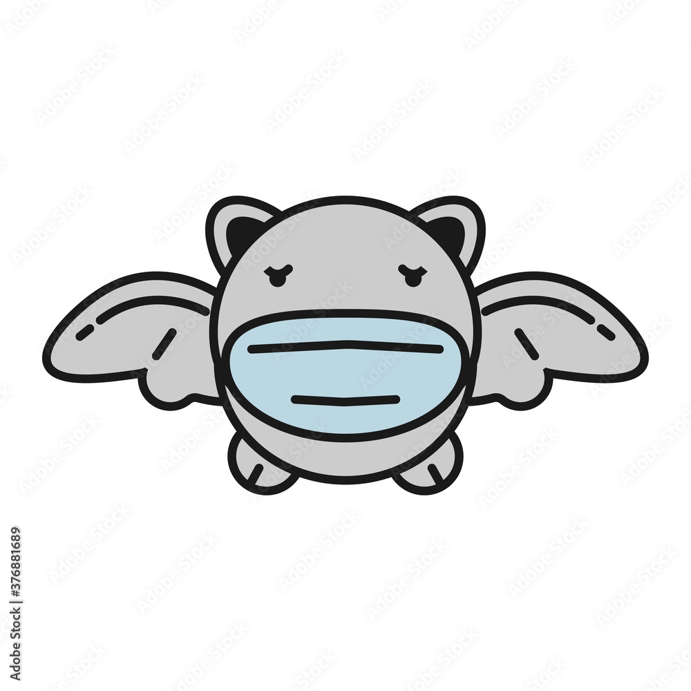 Set of Bat wear a mask, Bats vector illustration. Set of Bat wear a mask, Bats vector illustration.