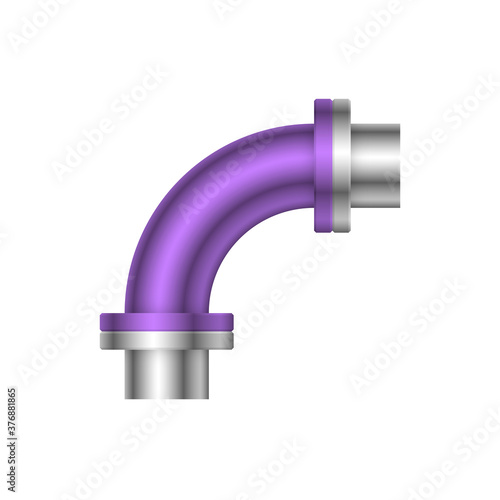 Pipe vector. Made from steel or metal connection by flange fitting fixing by screw and bolt. Part for pipeline construction to transportation oil and gas in industry, water in plumbing and irrigation.