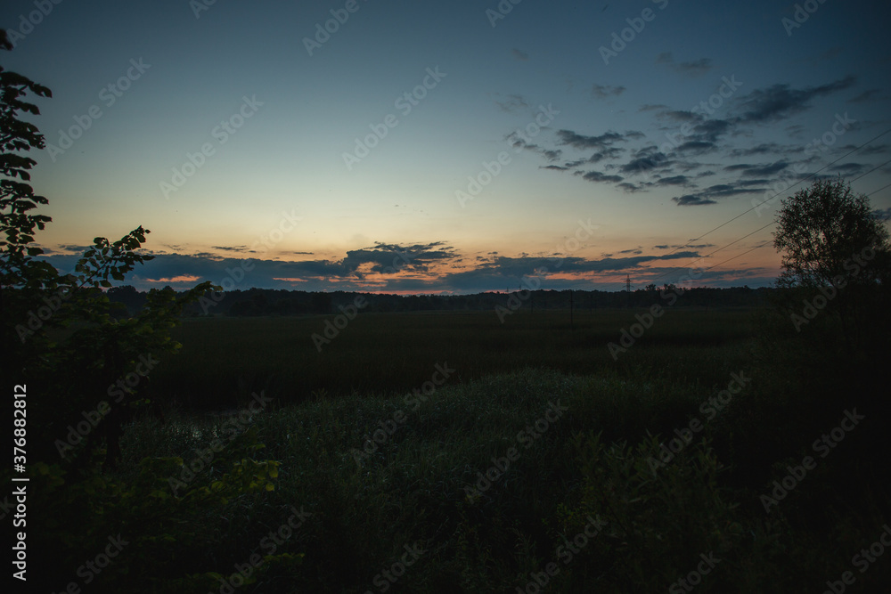 sunset over the city