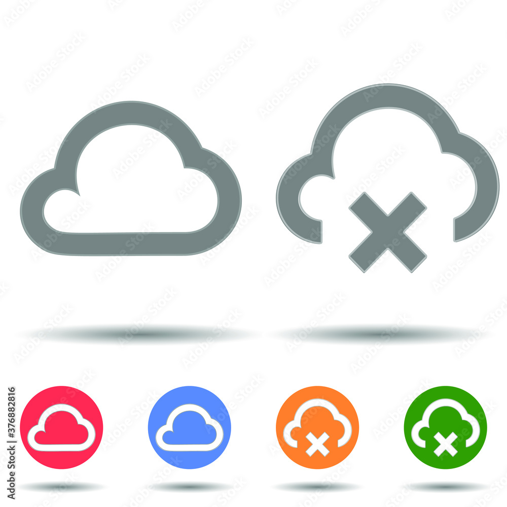 Cloud technology close icon vector logo isolated on background Cloud technology close icon vector logo isolated on background