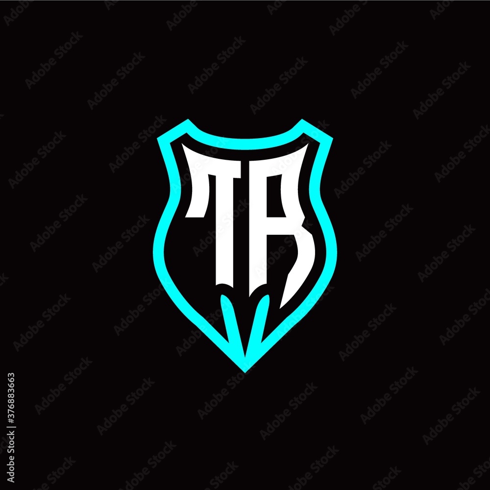 Initial T R letter with shield modern style logo template vector Initial T R letter with shield modern style logo template vector