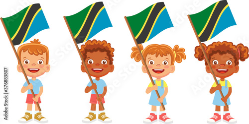 Tanzania flag in hand set