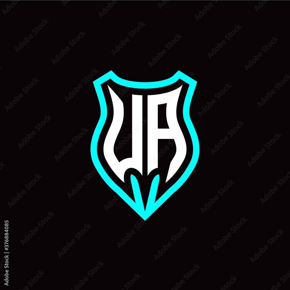 Initial U A letter with shield modern style logo template vector