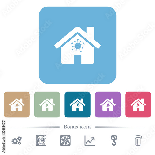 Home quarantine flat icons on color rounded square backgrounds © botond1977