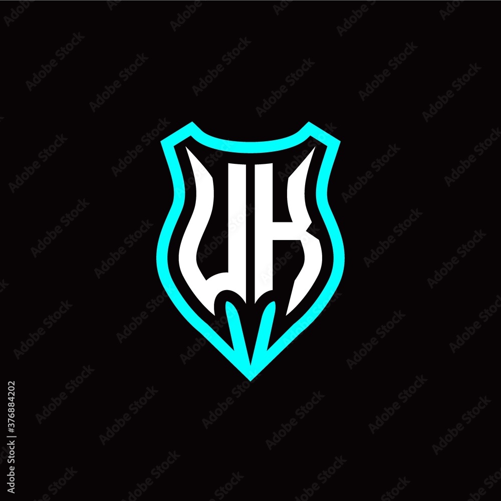 Initial U K letter with shield modern style logo template vector