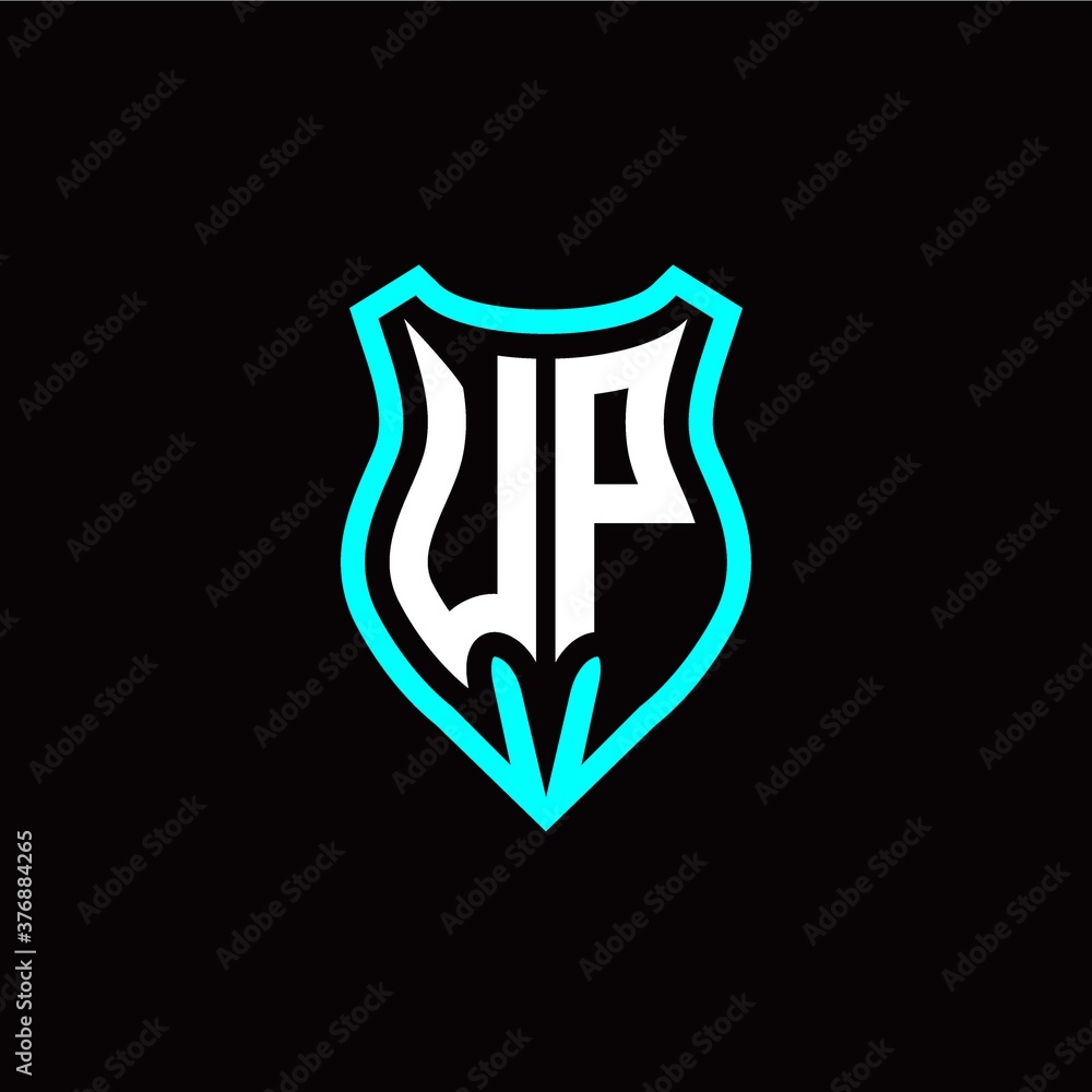 Initial U P letter with shield modern style logo template vector