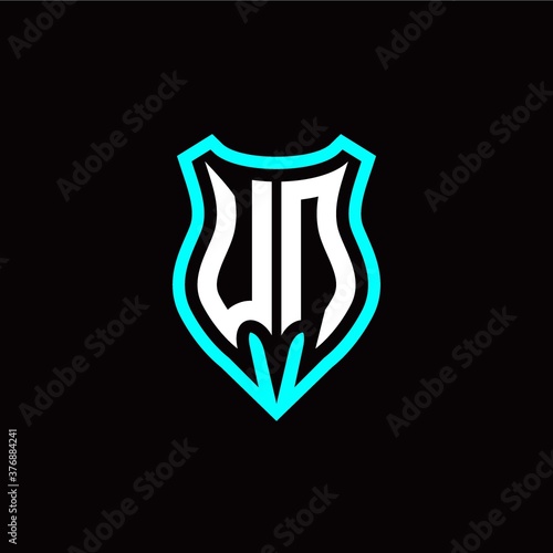 Initial U N letter with shield modern style logo template vector