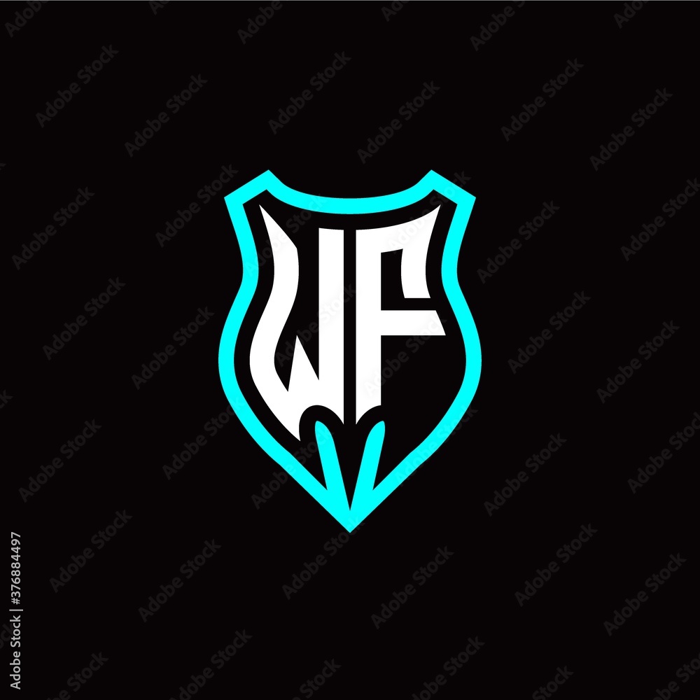 Initial W F letter with shield modern style logo template vector Initial W F letter with shield modern style logo template vector