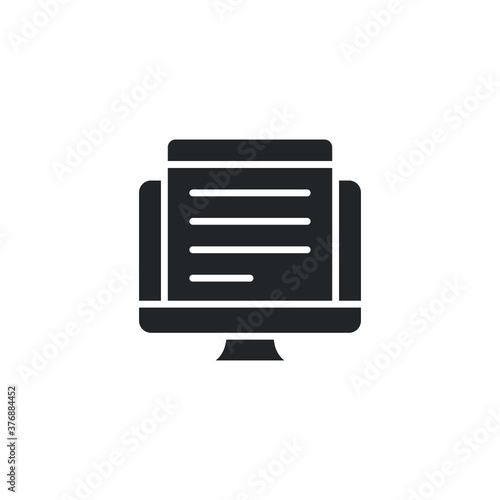 Online article icon, solid style. Online article can be used for topics like education, science, journalism. Vector illustration. Design on white background. EPS 10