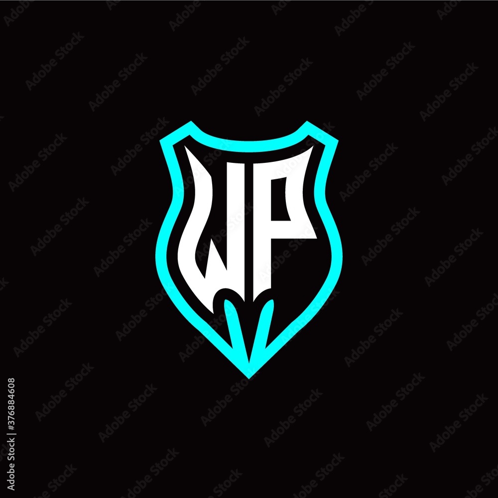 Initial W P letter with shield modern style logo template vector Initial W P letter with shield modern style logo template vector
