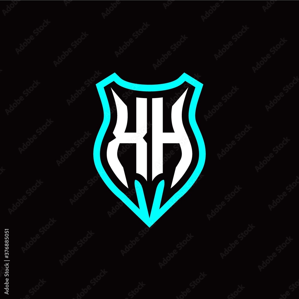 Initial X H letter with shield modern style logo template vector