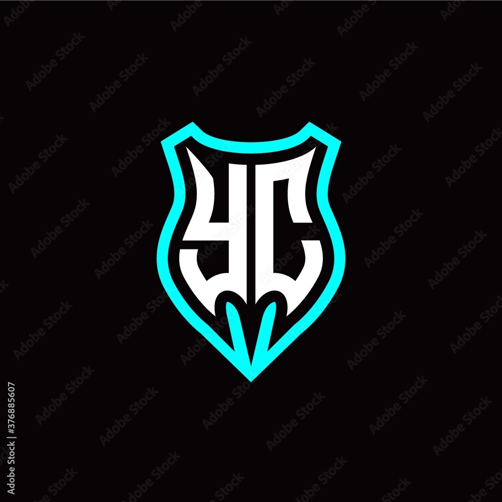 Initial Y C letter with shield modern style logo template vector Initial Y C letter with shield modern style logo template vector