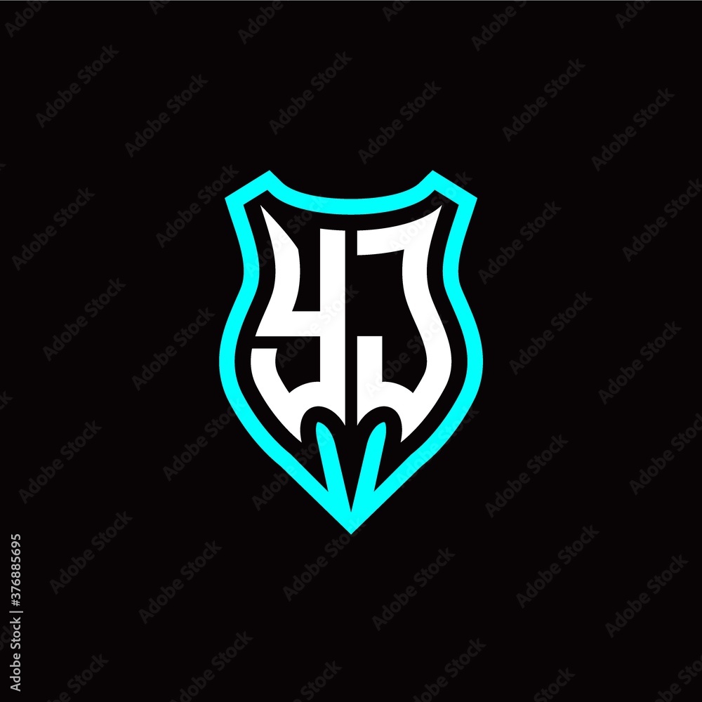 Initial Y J letter with shield modern style logo template vector Initial Y J letter with shield modern style logo template vector