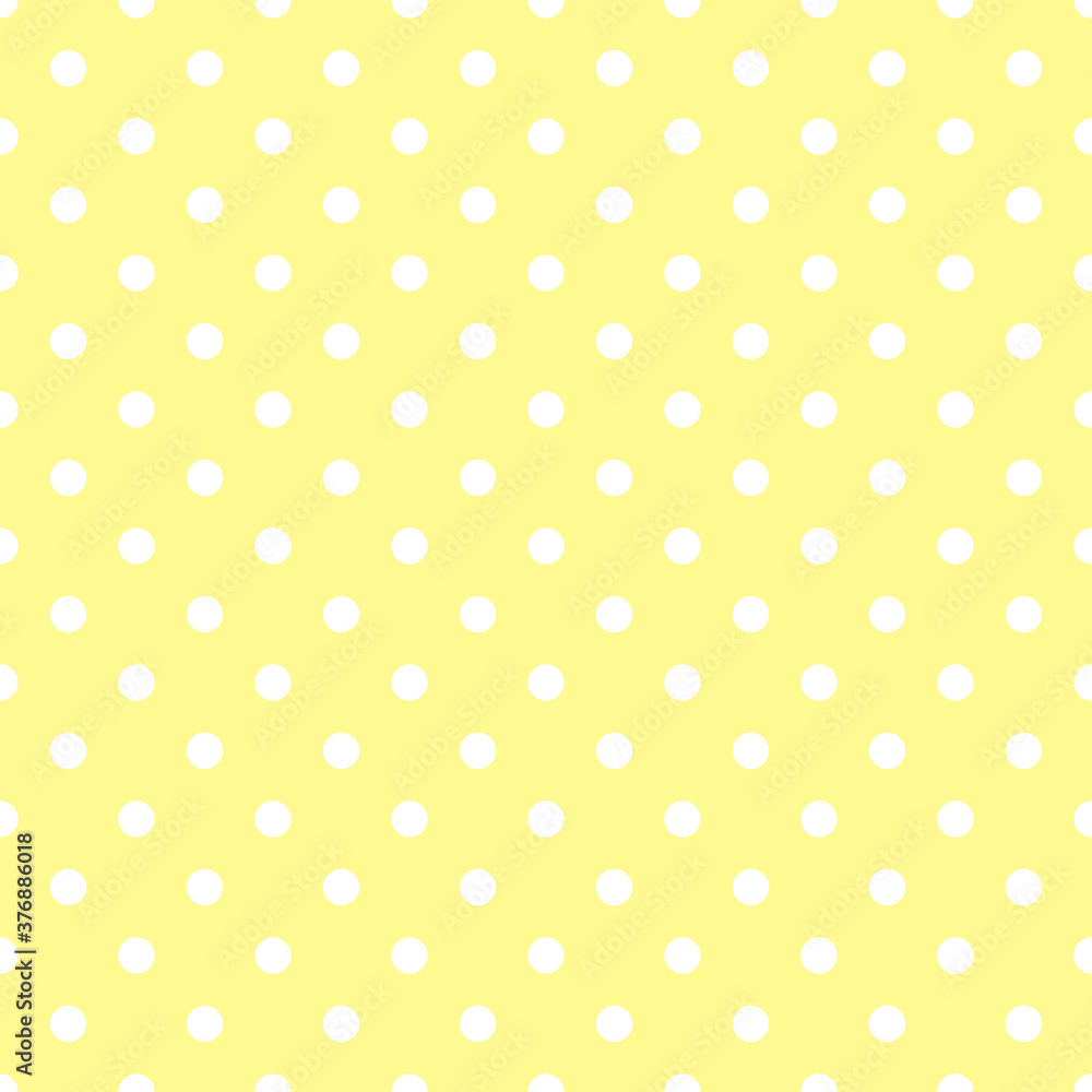 Seamless pattern white small polka dots on pastel yellow background. Elegant print for fabric textile gift paper scrapbook wallpaper kids clothes nursery decor