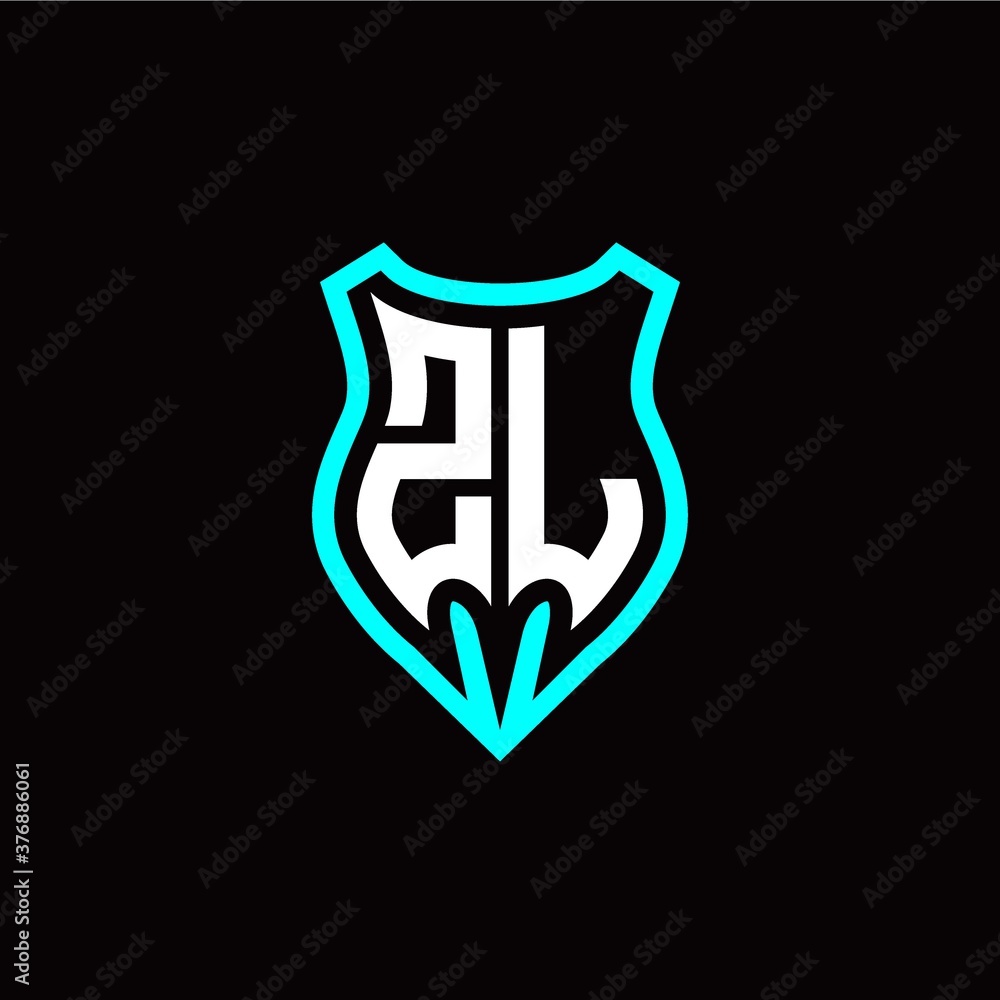 Initial Z L letter with shield modern style logo template vector Initial Z L letter with shield modern style logo template vector