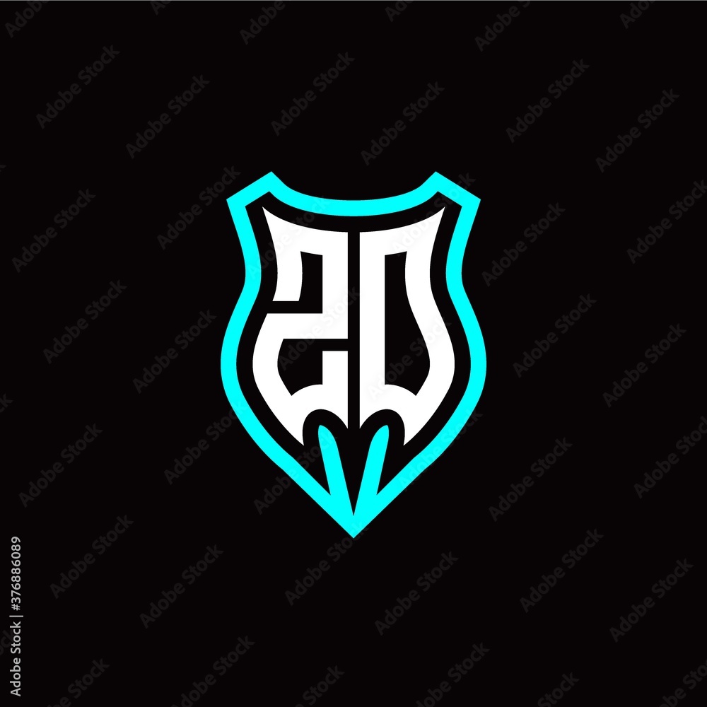 Initial Z O letter with shield modern style logo template vector Initial Z O letter with shield modern style logo template vector