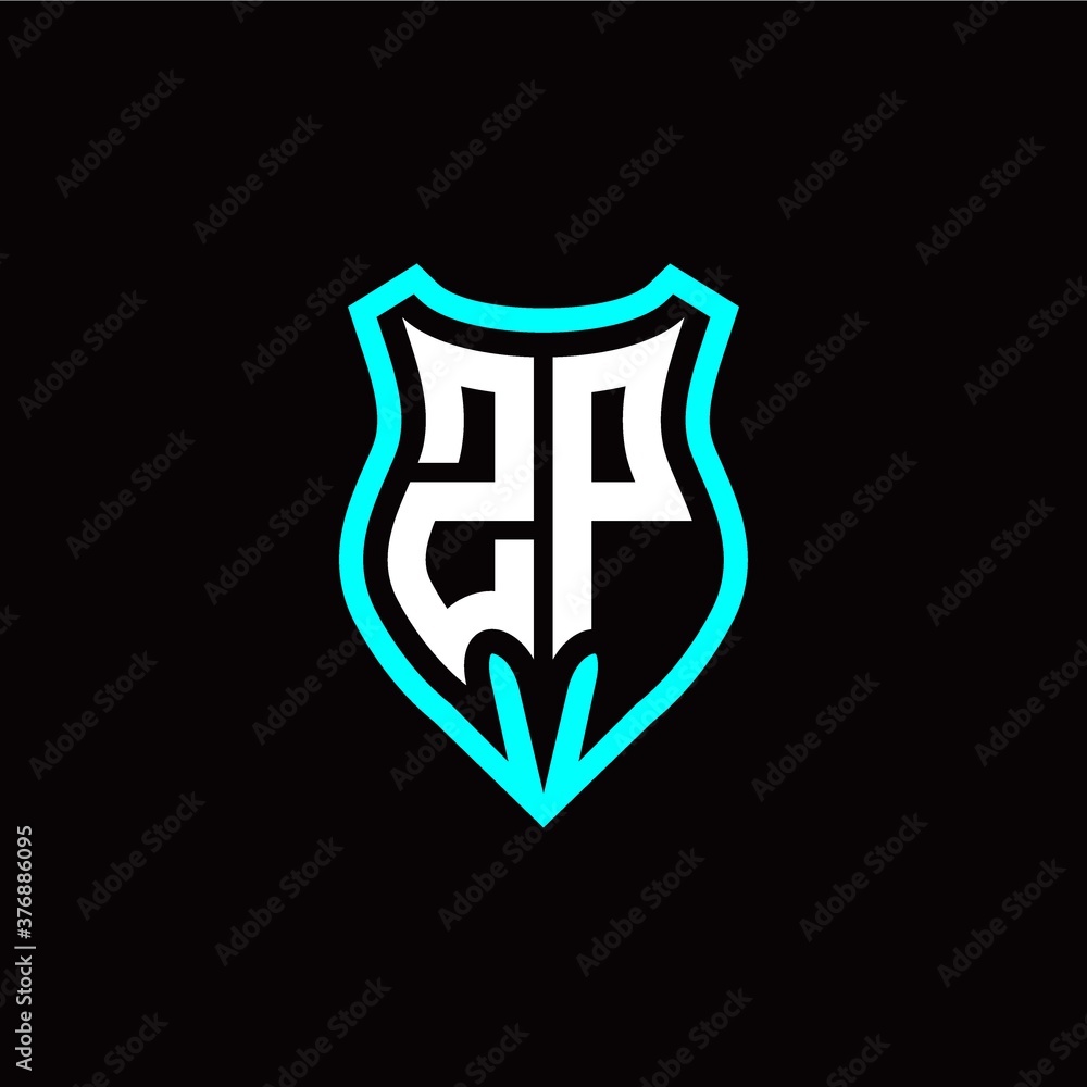 Initial Z P letter with shield modern style logo template vector
