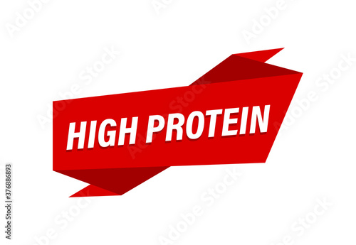 High Protein written,  red flat banner High Protein