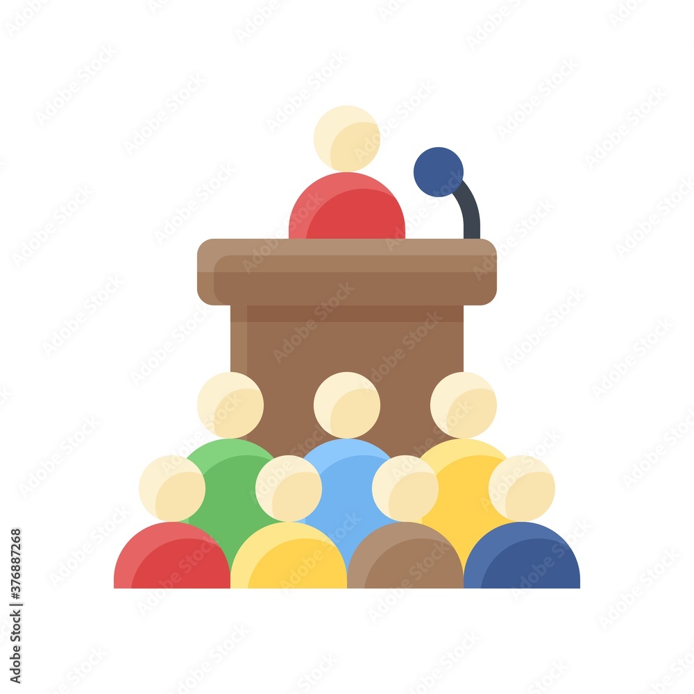 administrative related characters with table and mic vector in flat design, administrative related characters with table and mic vector in flat design,