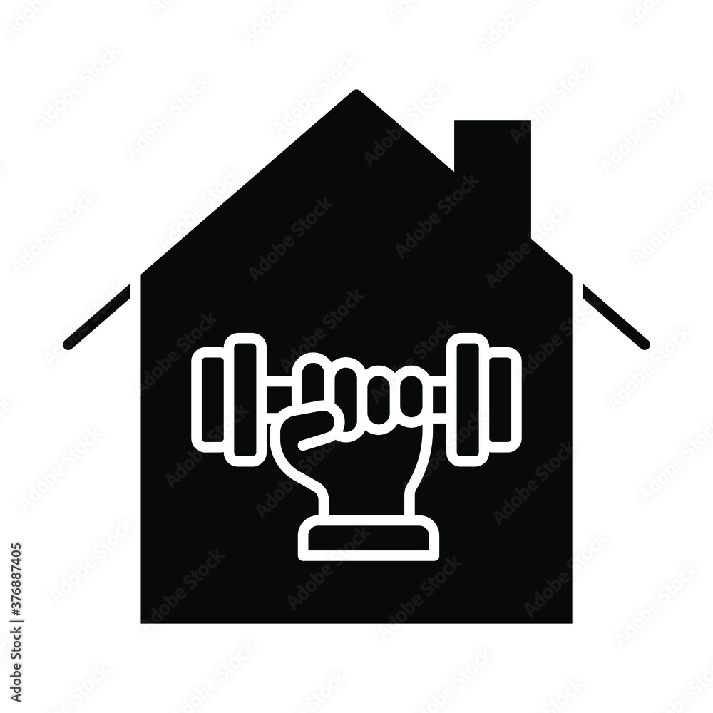 fitness at home icon, gym fit, workout house, training sport exercise, solid web symbol on white background - editable stroke vector illustration eps10 fitness at home icon, gym fit, workout house, training sport exercise, solid web symbol on white background - editable stroke vector illustration eps10