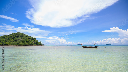 Beautiful view landscape of tropical beach , emerald sea and white sand against blue sky, Maya bay in phi phi island , Thailand © tonefotografia
