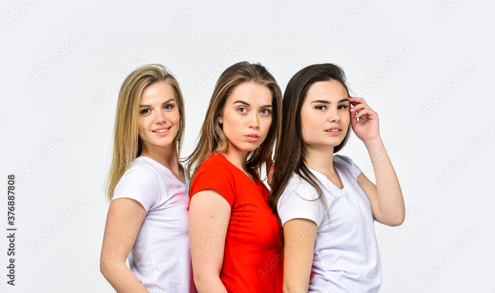 Team girls friendship female power together stronger, trust and support concept Team girls friendship female power together stronger, trust and support concept