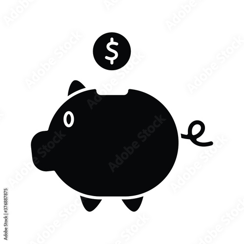 Save money icon, salary money, invest finance, piggy bank, dollar, solid symbols on white background. EPS 10