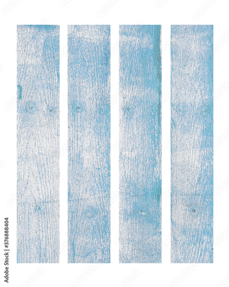 Blue wooden plank on white background