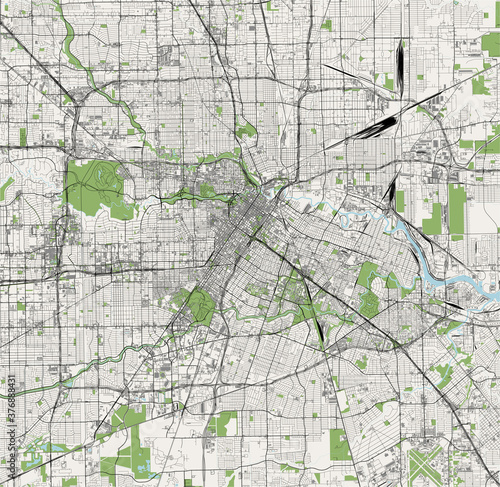 map of the city of Houston, Texas, USA