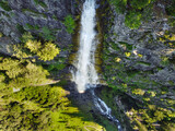 Aerial view of a waterfall. 