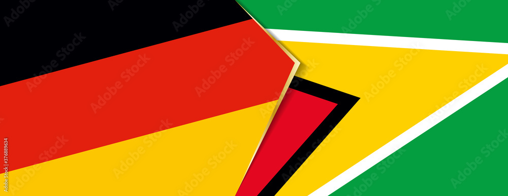 Germany and Guyana flags, two vector flags. Germany and Guyana flags, two vector flags.