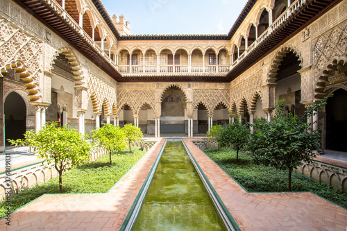 Patio de las Doncellas in Royal palace of Seville, Spain © robertdering