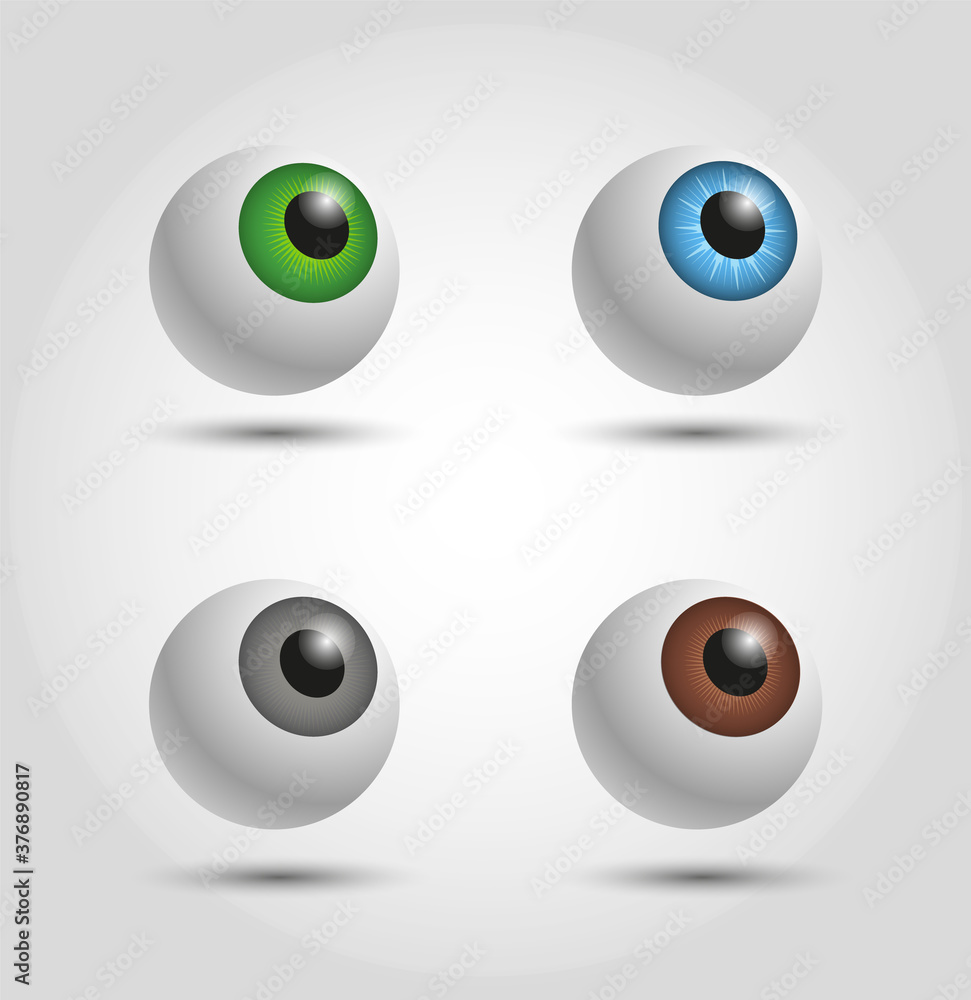 Set of 3d eyeballs with different colors of iris - blue, green, brown, gray. - Vector Set of 3d eyeballs with different colors of iris - blue, green, brown, gray. - Vector